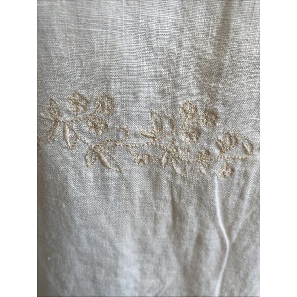 Vintage J. Jill M Embroidered Ivory Dress 100% Linen Floral Embroidered Button - Picture 7 of 16
